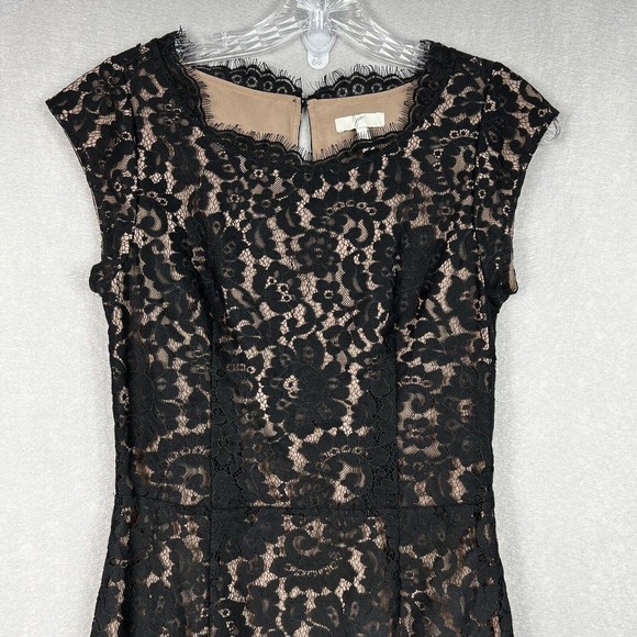 Joie Black Lace Maribeth Mini Dress XS Cap Sleeve Scallop Hem - Picture 3 of 14